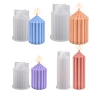 BYNYXI 4PCS moules en Silicone pour Bougies rayées, Moule à Bougie Conique 3D Pilier Moule en résine époxy Moule en Silicone pour Bougie daromathérapie Artisanat de Savon en résine époxy