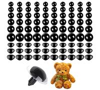 BYNYXI 90PCS Yeux de sécurité et Nez de sécurité, 10-20mm Yeux de sécurité pour Animaux au Crochet en Plastique avec rondelles Yeux de poupée pour poupée marionnette en Peluche Fabrication de poupées