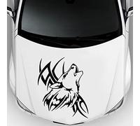 BYNYXI Autocollant De Décoration De Voiture, 3D Loup Animal Sticker en Vinyle Adhésif Scratch Occlude pour Moto Carrosserie De Voiture Capot DIY Décoration, Noir