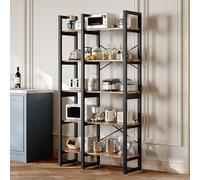 BYNYXI Bibliothèque ouverte en bois à 6 niveaux de 170 cm avec cadre en métal - Étagère décorative industrielle - Étagère de rangement pour bureau, chambre à coucher - 88 x 30 x 170 cm