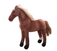 BYNYXI Cheval en Peluche, 30cm en Peluche Cheval Debout Poney Peluche Moelleux câlin Cheval Brun Peluche Peluche Douce Cheval poupée Jouet Cadeaux pour Enfants et garçons
