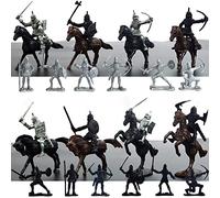 BYNYXI Figures Action Army Ensemble, 28 Pièces Set De Jeu Guerriers en Plastique Chevaliers Médiévaux Chevaux Soldat Modèle daction Militaire Figurines Jouets pour Garçons Enfant Adulte