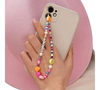 BYNYXI Lanière de Perles de téléphone Portable, Charme de téléphone perlé de Visage Souriant Arc-en-Ciel Perle Couleur mélangée créative Anti-Los chaîne de lanière de dragonne de téléphone Portable