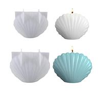 BYNYXI Lot de 2 moules en silicone en forme de coquillage 3D - Moule à bougie - Moule à bougie - Moule en silicone - Moule à bougie - Moule en silicone - Petit coquillage Saint-Jacques - Cristal époxy