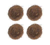 BYNYXI Lot de 4 Nids d'Oiseau en Rotin, 15 cm, Nid de Pâques Artificiel en Mousse, Œufs de Caille, Festival, Décoration de Printemps, Branches de Rotin, Décoration de Table