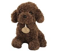 BYNYXI Peluche en peluche réaliste - 25 cm - Comme un vrai chien en tissu - Petit chien assis - Labradoodle - Poupée en peluche - Jouet pour chiot - Cadeau pour enfants et adultes