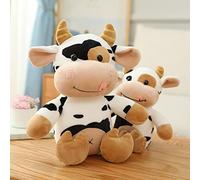 BYNYXI Peluche Vache, 40cm Assis en Peluche Vache Animal en Peluche Moelleux Animal Câlin Oreiller en Peluche Kawaii Vache Noir et Blanc Oreiller en Peluche pour Enfants Filles Garçons