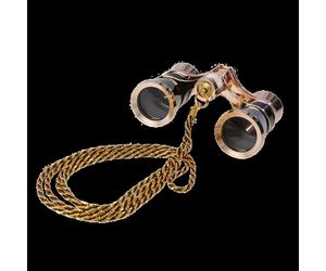 Byomic jumelles de théâtre 3x25 or/noir avec chaînette élégante