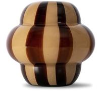 ByON 5280604104 Vase en Verre, Forme Ronde avec Rayures peintes à la Main, Vase décoratif Marron/Beige, Ø 22 x H 20 cm, Accessoire d'intérieur élégant