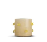 BYON Arlo 5280607310 Bougeoir M en Verre soufflé à la Bouche Beige/Jaune Multifonctionnel comme Vase, Bol ou photophore Passe au Lave-Vaisselle 15 cm
