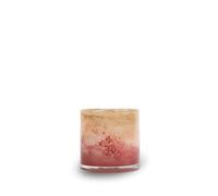 ByON Calore XS 5280602745 Bougeoir - Lanterne en Verre Faite à la Main en Verre Rose Brume avec Fines Rayures obliques - Multifonction comme Vase, bougeoir ou Bol - Compact 10 x 10 x 10 cm