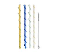 Byon Celebrate pailles longues 20 cm 4 pièces Bleu-blanc-jaune-vert