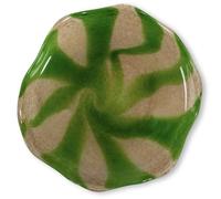 ByON Curve 5280604425 Plat de service en verre - Fait à la main - Vert/beige - Diamètre 27 cm - Forme organique - Vaisselle élégante pour occasions spéciales