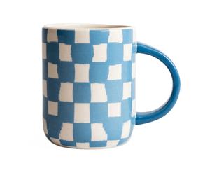 Byon Mug Liz à carreaux 28 cl Bleu-blanc