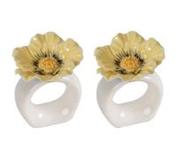 ByON Poppy Ronds de Serviette - Lot de 2 - Design en Forme de Fleur en Porcelaine Peinte à la Main - Décoration de Table décorative - Couleur: Beige - 5260919903