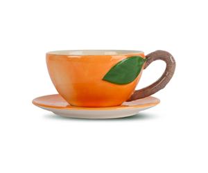 Byon Tasse Peach avec soucoupe Orange