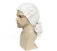 ByouByou Judge - Perruque coloniale longue ondulée Washington pour homme - Costume d'Halloween et cosplay (blanc)