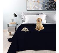 Byour3 - Couvre-lit Double Coton IMPERMÉABLE Couverture de Protection Anti Taches Tissu Animaux Lavable Simple Double protège-Matelas Anti Poils Chats Chiens Griffures (Noir, Simple)