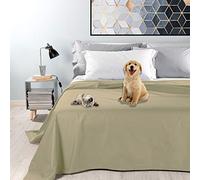 Byour3 - Couvre-lit Double Coton IMPERMÉABLE Couverture de Protection Anti Taches Tissu Animaux Lavable Simple Double protège-Matelas Anti Poils Chats Chiens Griffures (Ivoire Clair, Simple)