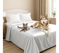 Byour3 - Couvre-lit Double Super IMPERMÉABLE Animaux Anti-Taches Protection pour Lit Simple Queen Size Anti-Poils Chat Chien Enfants Anti-Moisissure Couverture Lavable (Blanc, Queen Size)