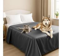 Byour3 - Couvre-lit Double Super IMPERMÉABLE Animaux Anti-Taches Protection pour Lit Simple Queen Size Anti-Poils Chat Chien Enfants Anti-Moisissure Couverture Lavable (Gris Plomb, Double)