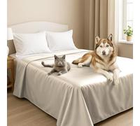 Byour3 - Couvre-lit Double Super IMPERMÉABLE Animaux Anti-Taches Protection pour Lit Simple Queen Size Anti-Poils Chat Chien Enfants Anti-Moisissure Couverture Lavable (Ivoire, Queen Size)