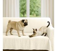 Byour3 - Housse De Canapé Mélangé Coton ÉPAIS 2 3 4 Place Couvre Sofa Universel Aussi pour Canapés d'angle avec Ou sans Accoudoirs Couverture Résistant Lavable Moderne (Gris Ivoire, 5 Places)