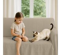 Byour3 - Housse De Canapé Mélangé Coton ÉPAIS 2 3 4 Place Couvre Sofa Universel Aussi pour Canapés d'angle avec Ou sans Accoudoirs Couverture Résistant Lavable Moderne (Gingembre, 3 Places)