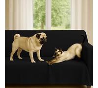 Byour3 - Housse De Canapé Mélangé Coton ÉPAIS 2 3 4 Place Couvre Sofa Universel Aussi pour Canapés d'angle avec Ou sans Accoudoirs Couverture Résistant Lavable Moderne (Noir Intense, 5 Places)