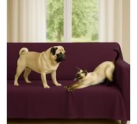 Byour3 - Housse De Canapé Mélangé Coton ÉPAIS 2 3 4 Place Couvre Sofa Universel Aussi pour Canapés d'angle avec Ou sans Accoudoirs Couverture Résistant Lavable Moderne (Panama Cerize Noire, 4 Places)