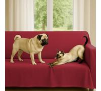 Byour3 - Housse De Canapé Mélangé Coton ÉPAIS 2 3 4 Place Couvre Sofa Universel Aussi pour Canapés d'angle avec Ou sans Accoudoirs Couverture Résistant Lavable Moderne (Panama Rouge, 4 Places)