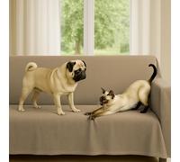 Byour3 - Housse De Canapé Mélangé Coton ÉPAIS 2 3 4 Place Couvre Sofa Universel Aussi pour Canapés d'angle avec Ou sans Accoudoirs Couverture Résistant Lavable Moderne (Panama Beige, 3 Places)