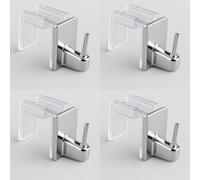 Byour3 - Lot de 4 Crochets à Rideaux sans Perçage - Transparents Réglables pour Tringles à Rideaux Supports de Rideaux de Fenêtre sans PERÇAGE - Crochets à Rideaux sans Trou (Chrome, 15 à 26 mm)