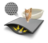 BYPET Tapis de litière pour chat - 30x40 cm - Tapis de litière pour chat - Design nid d'abeille - Imperméable - Double couche - Gris (Gris3040)