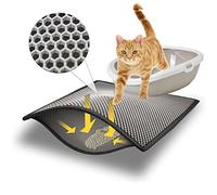 BYPET Tapis de litière pour chat - 33 x 50 cm - Tapis de litière pour chat - Design nid d'abeille - Imperméable - Double couche - Gris (Gris3350)