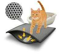 BYPET Tapis de litière pour chat - Design nid d'abeille - Étanche - Double couche - Design nid d'abeille - Gris 4060