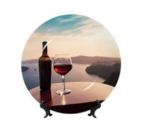 BYPPJGH Assiettes décoratives en céramique de vin grec - Assiette décorative en porcelaine anglaise avec présentoir - Ornement en céramique fait à la main - Assiette à dîner en porcelaine artisanale