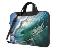 BYPPJGH Big Ocean Wave Sac à bandoulière étanche pour ordinateur portable pour homme et femme avec poignée et bandoulière, Noir , 14 inch