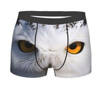 BYPPJGH Boxer pour homme, doux et respirant, yeux de hibou enneigé, en coton extensible, sous-vêtements recouverts d'une pochette de contour, sans étiquette pour plus de confort, Noir , XL-3XL