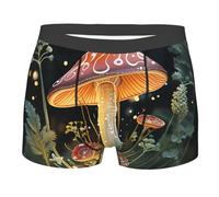 BYPPJGH Boxer pour homme, sous-vêtement doux et respirant en coton extensible motif champignon papillon couvert d'une pochette de contour, sans étiquette pour plus de confort, Noir , S-3XL