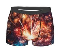 BYPPJGH Boxer pour homme, sous-vêtement doux et respirant en coton extensible motif feu d'artifice recouvert d'une pochette de contour, sans étiquette pour plus de confort, XL, noir