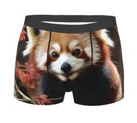 BYPPJGH Boxer pour homme, sous-vêtement doux et respirant en coton extensible motif pandas rouges pour homme avec pochette de contour, sans étiquette pour plus de confort, Noir , XL-3XL