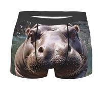 BYPPJGH Boxer pour homme, sous-vêtement doux et respirant en coton extensible pour la plongée hippopotame couvert d'une pochette de contour, sans étiquette pour plus de confort, Noir , L-3XL