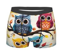 BYPPJGH Boxer pour homme, sous-vêtement doux et respirant, motif hiboux sur branches d'arbre, en coton extensible, sous-vêtements pour homme recouverts d'une pochette de contour, sans étiquette pour
