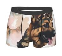 BYPPJGH Boxer pour homme, sous-vêtement doux et respirant pour les amoureux des chiens de berger allemand, sous-vêtements en coton extensible recouvert d'une pochette de contour, sans étiquette pour