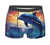 BYPPJGH Boxer pour homme, sous-vêtements doux et respirants colorés ciel étoilé océan dauphin en coton extensible pour homme sous-vêtements recouverts d'une pochette de contour, sans étiquette pour