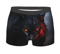 BYPPJGH Boxer pour homme, sous-vêtements doux et respirants, grand loup noir avec yeux rouges, caleçons en coton extensible recouverts d'une pochette de contour, sans étiquette pour plus de confort, L