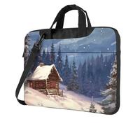 BYPPJGH Cabin In The Woods Sac à bandoulière pour ordinateur portable pour homme et femme Sac à bandoulière avec poignée et bandoulière étanche, Noir , 14 inch