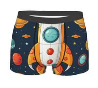 BYPPJGH Caleçons boxeurs pour hommes, sous-vêtements doux et respirants en coton extensible motif fusée clipart vaisseau spatial pour hommes sous-vêtements recouverts d'une pochette de contour, sans