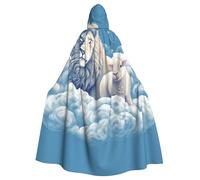BYPPJGH Cape à capuche d'Halloween pour adulte Agneau avec un lion pleine longueur Cape Cape Halloween Noël Cosplay Costume pour homme et femme